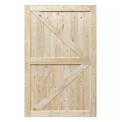Porte de grange de 20 à 60 po avec porte de grange britannique sans finition / style moderne / bois massif / assemblage simple requis / sans quincaillerie coulissante 