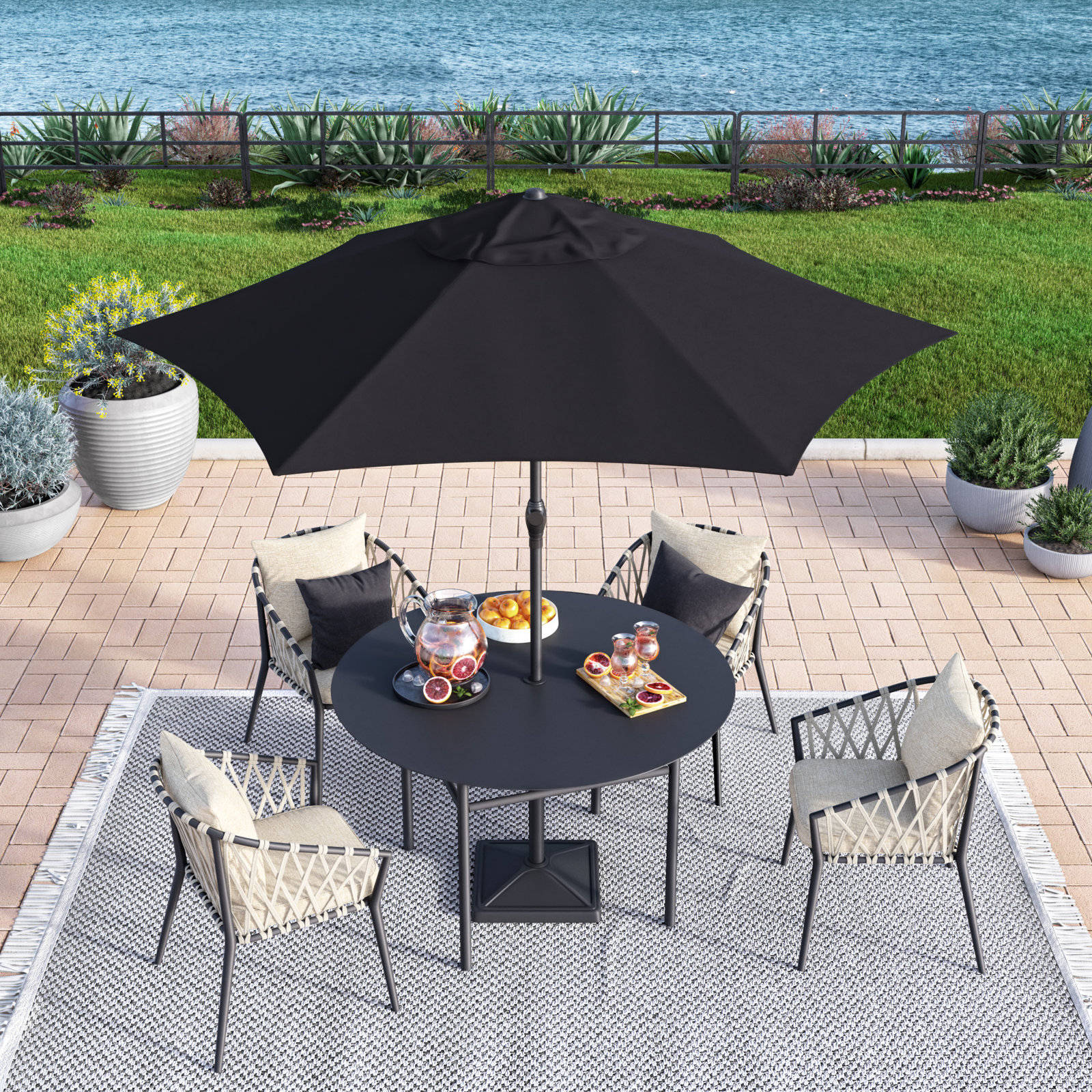 Toscana 108'' Outdoor Umbrella, Navy Blue