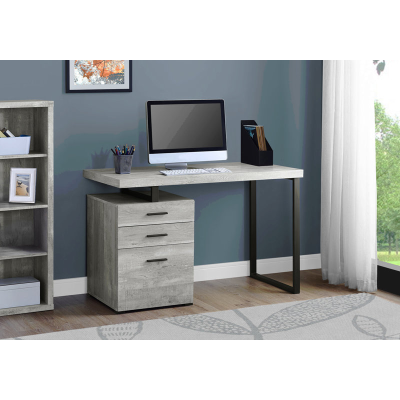 Bureau d'ordinateur, bureau personnel, ordinateur portable, installation à gauche, à droite, tiroirs de rangement, L 48 po, travail, stratifié, métal, contemporain, moderne