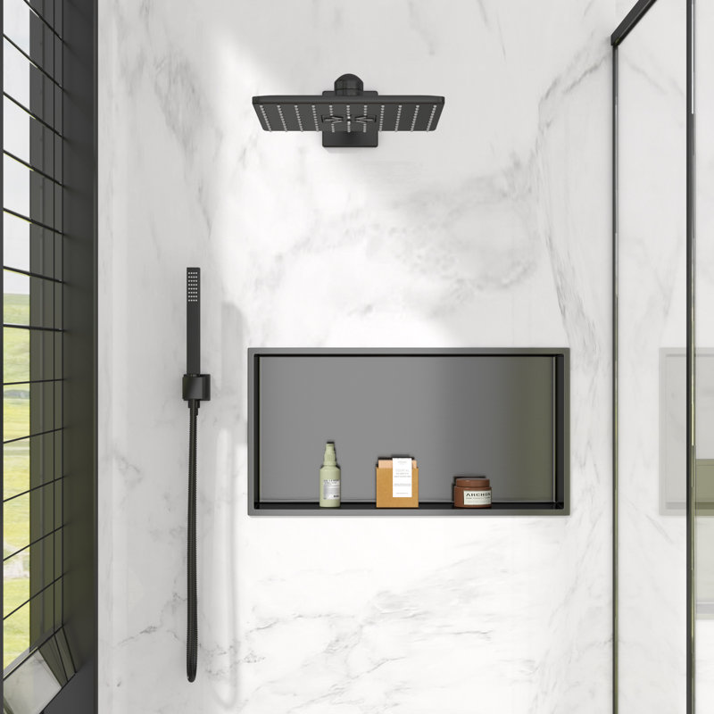 Niche de douche de salle de bain l 25 po x H 13 po, niche murale rectangulaire en acier inoxydable, noir bronze industriel