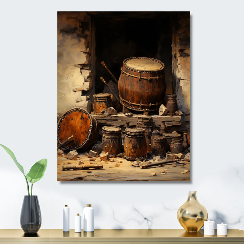 «Brown Music Drums», rythmique Revicat II - musique, art mural en métal, H 40 po x l 30 po x P 1,5 po