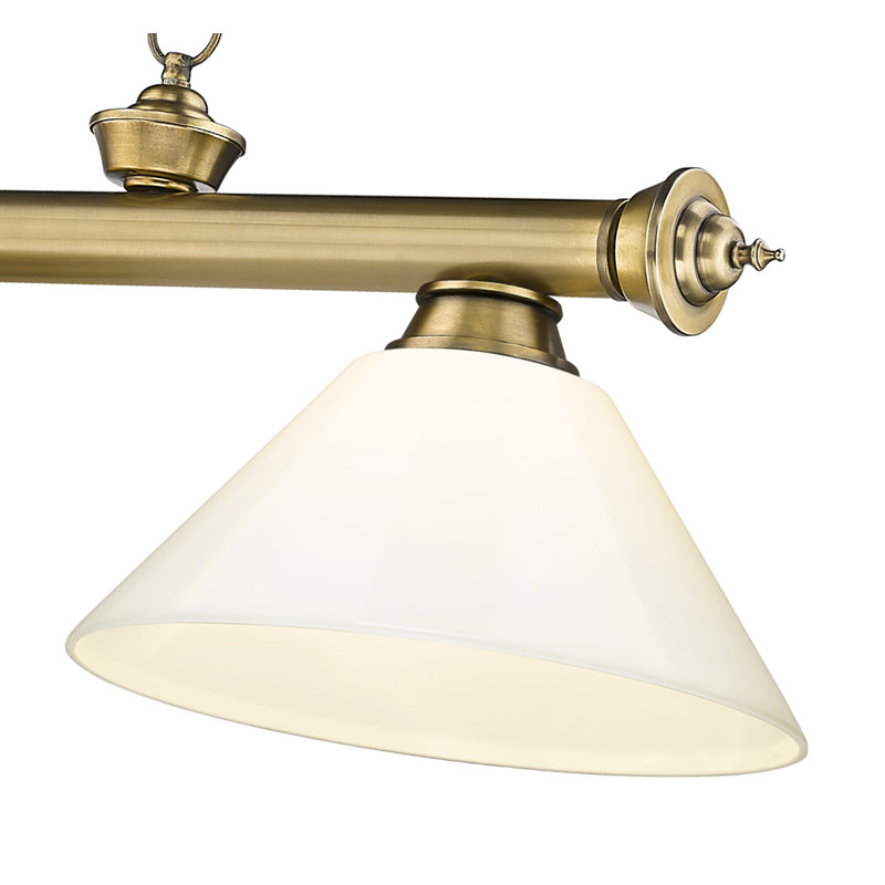 Luminaire suspendu linéaire 3 lumières Annaleisa, Blanc, Laiton frotté