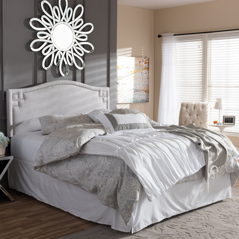Tête de lit tapissier Mikalyn, Beige-gris, Très grand