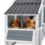 Poulailler en bois à 2 niveaux avec 4 boîtes de nidification pour 6 poules Backyard, gris et blanc