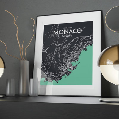 Monaco City Map In Dream - No Frame Print