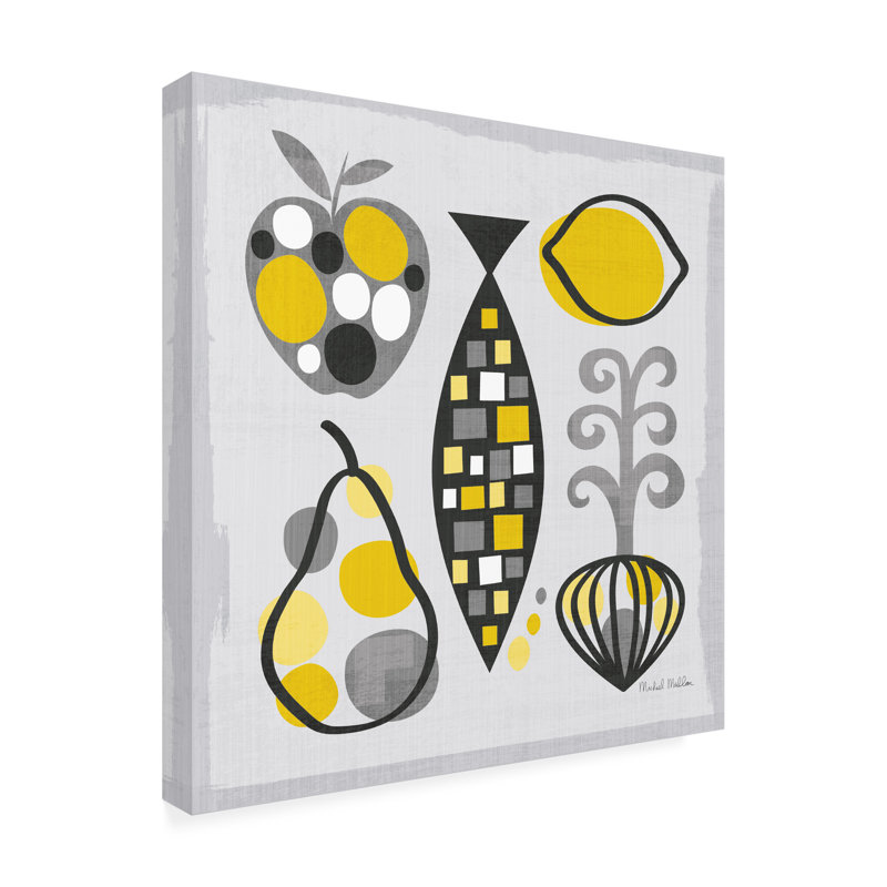 «Modern Kitchen Square III, jaune sur toile» par Michael Mullan, H 14 po x l 14 po x P 2 po