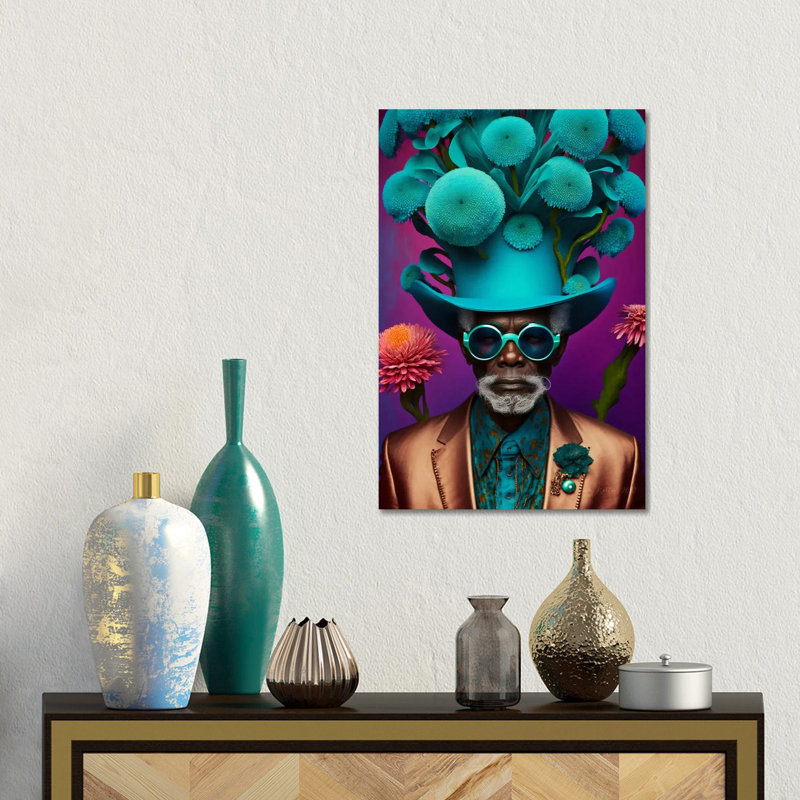 Papy africain rétro futuriste - Champignons VII, Sans cadre, toile, H 12 po x l 8 po