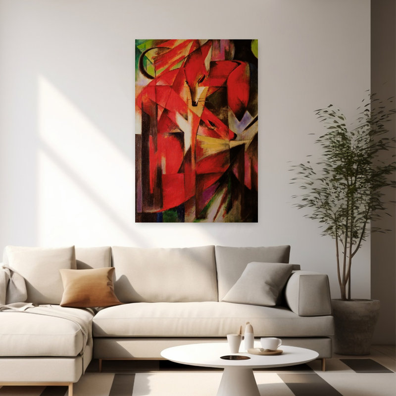 The Fox Abstract Classic Modern Fox Wildlife Forest Wall Art Print by Franz Marc - Wrapped Canvas Print