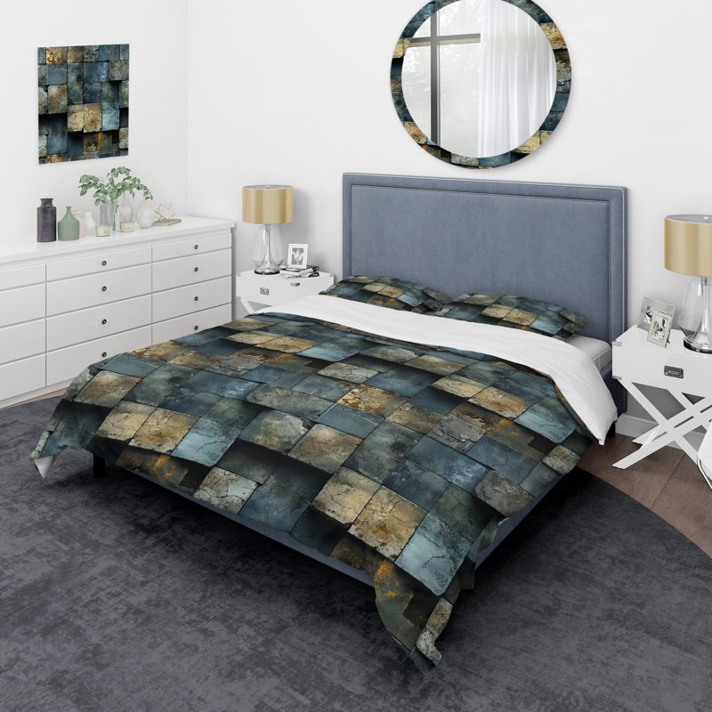 Ensemble de housse de couette Industrial, Housse de couette pour grand lit et 2 taies décor