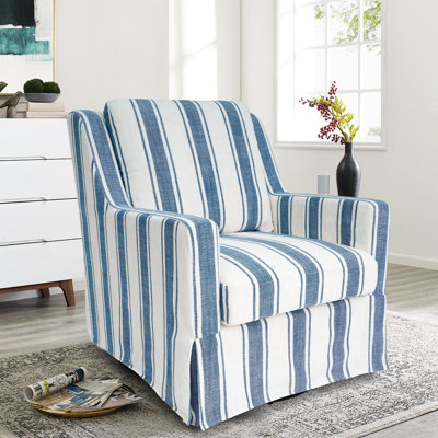 Serena Striped Slipcover Swivel Accent Chair