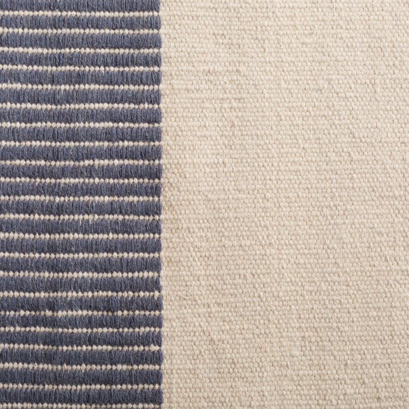Natural and Gray Wool Flat Woven Stripe Rug, 6' x 9'