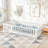 Twin Size Rubber Wood Floor Bed With Safety Guardrails, Fence & Door - Safe & Durable For Children-1702356894
