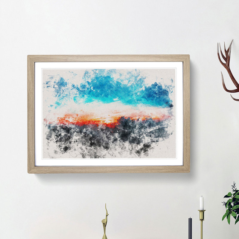 Sunset Behind the Clouds - Framed Print, Oak Framed, 33cm H x 45cm W x 2cm D