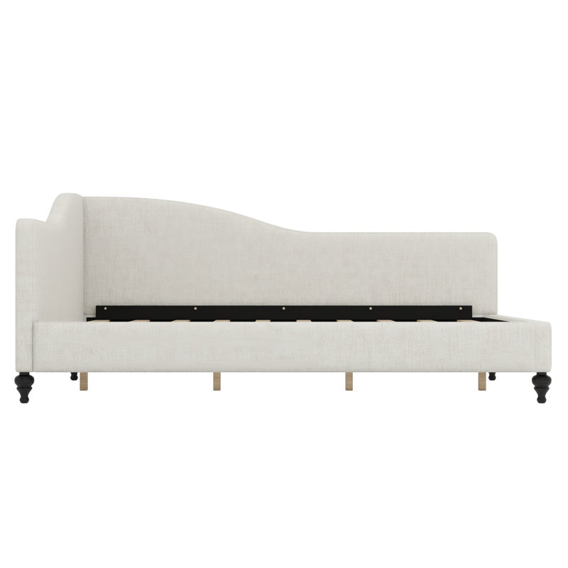 L-Shaped Daybed, With Solid Wood Legs, Beige