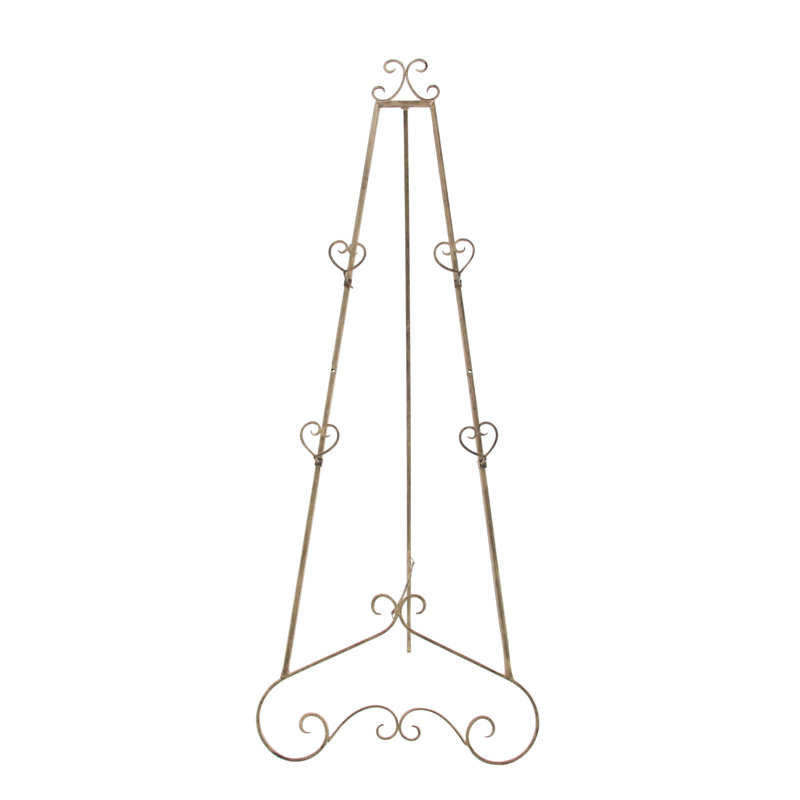 Gold Metal Scroll Adjustable Floor Easel with Chain Support