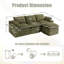 Canapé modulaire en L compressé modulaire en L recouvert de velours côtelé rembourré avec dossier sans repose-pieds, trois coussins et deux coussins lombaires, coussins de siège amovibles-359958998