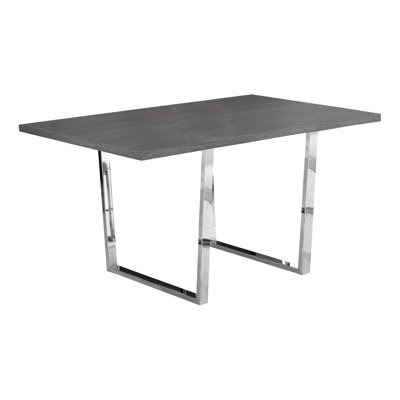 Table de salle à manger, rectangulaire, 60 po, cuisine, salle à manger, stratifié gris, métal chromé, contemporain, moderne
