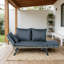 Banc de patio pliable en osier gris - Banc de conversation rembourré gris foncé pour une utilisation dans la cour et le patio, pièce unique