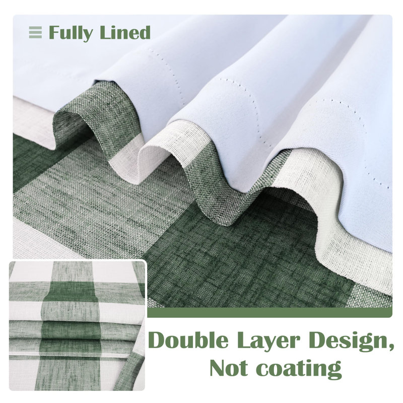 Adamantini Plaid Blackout Thermal Grommet Curtain Panels, 52" W x 84" L, Green