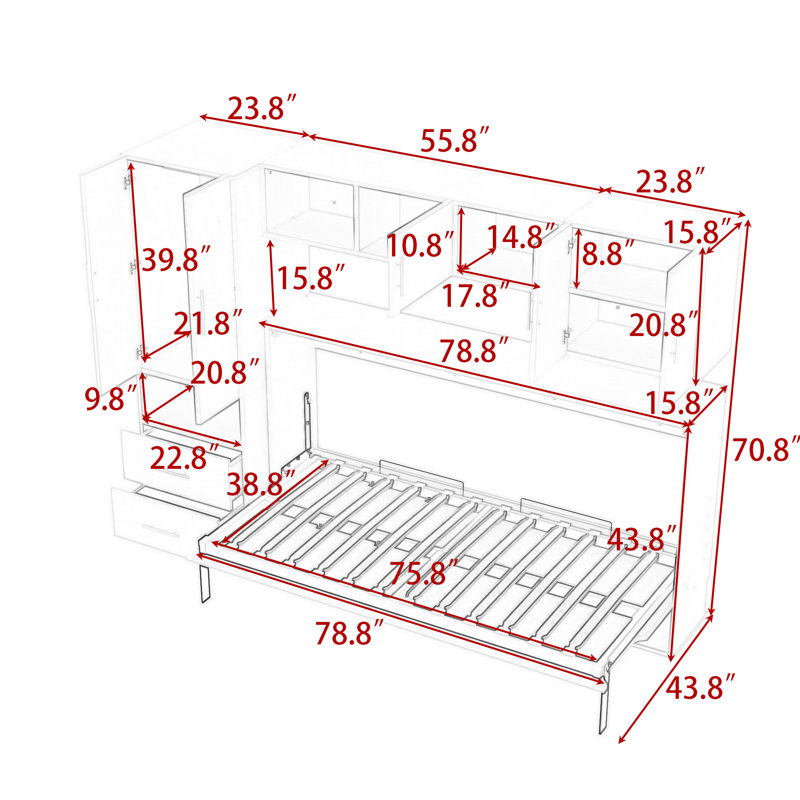 Twin-Size Murphy Bed with Built-in Desk and Storage