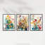 Wildflowers Colourful Floral Artworks Flower - 3 Piece No Frame Print Set-411989614