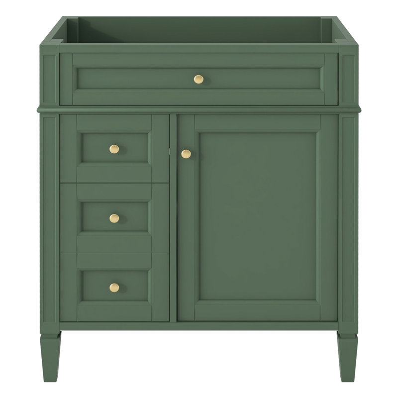 Modern Bathroom Vanity with 2 Drawers and Tip-out Drawer Ample Storage for Organized Bathrooms Basin Not Included, Green
