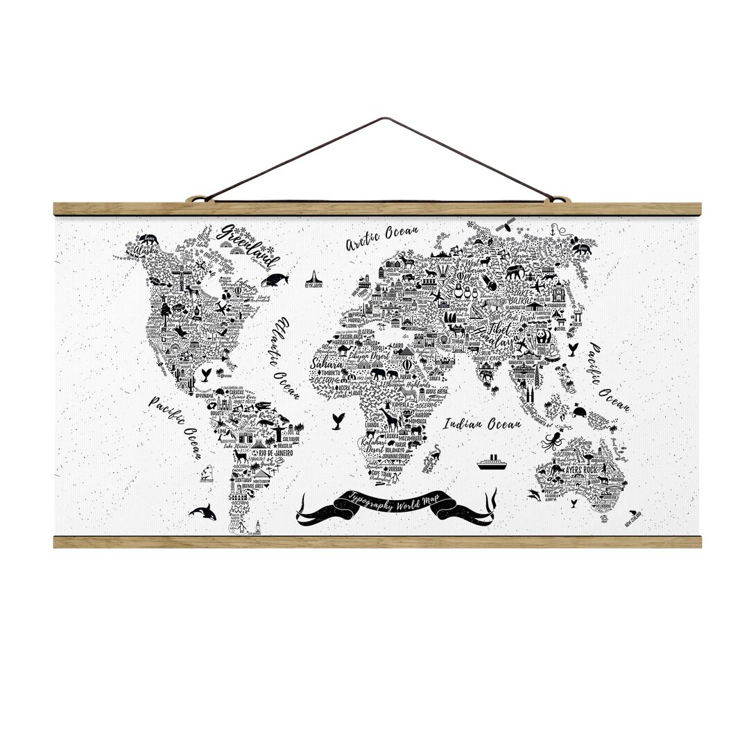 Fotodruck Typography World Map Weiß