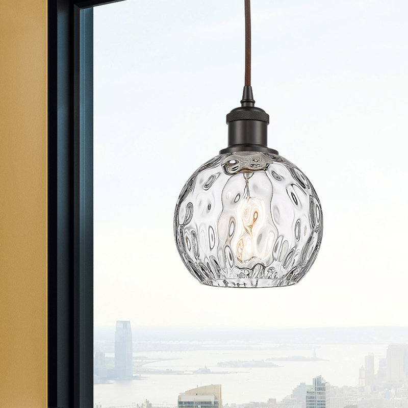 Luminaire suspendu sphère 1 lumière Roxane, Ampoule non incluse, H 8 po x l 6 po x P 6 po, Bronze huilé