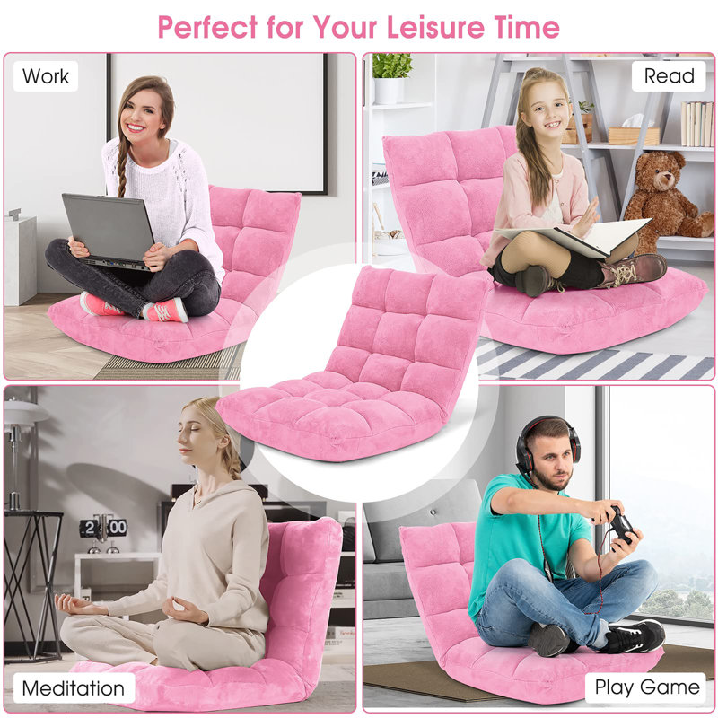 Chaise de plancher pliante avec dossier, Rose