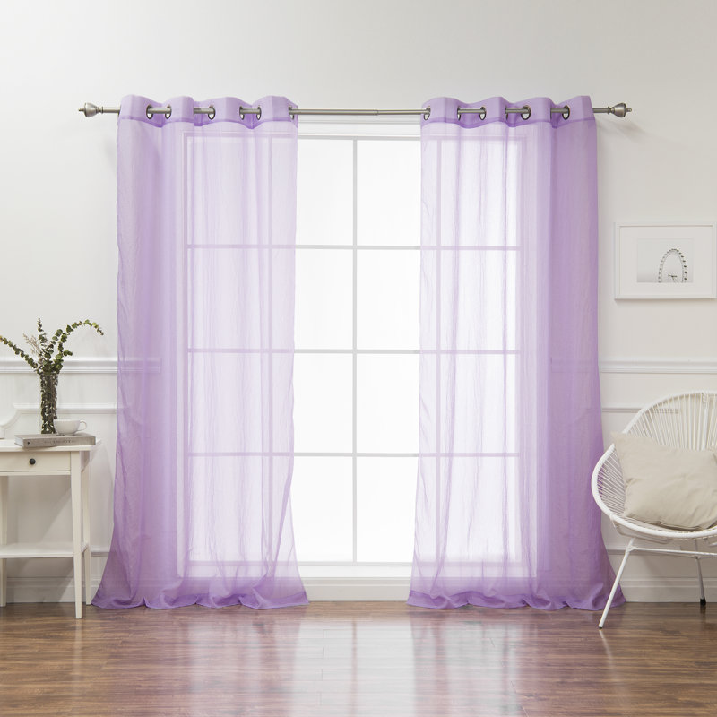 Maaike Crushed Voile Sheer Grommet Curtain, 52" W x 108" L, Purple