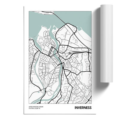 Map Inverness UK - Unframed Graphic Art