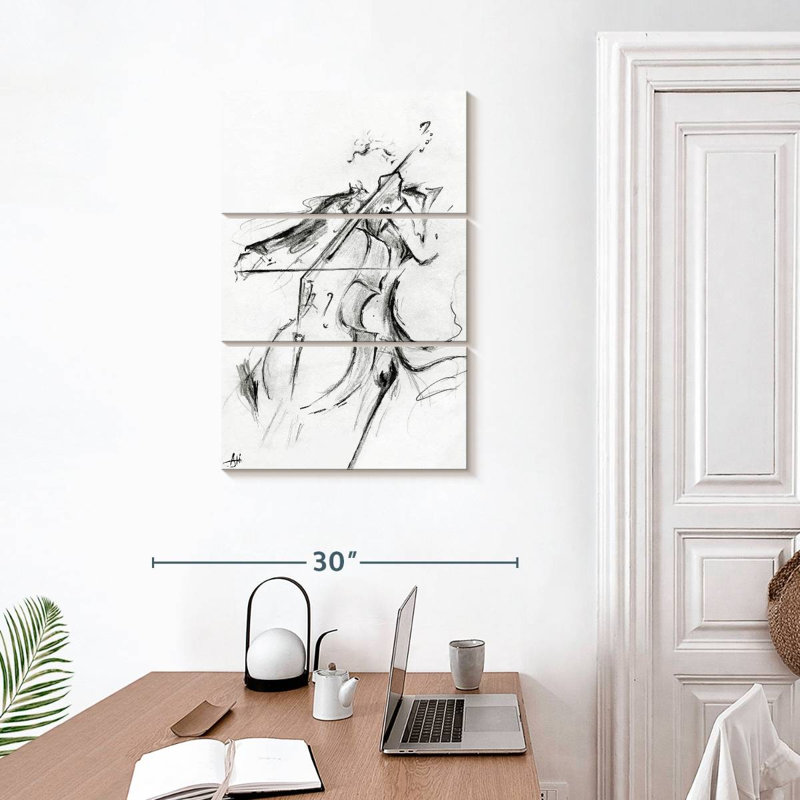 Abarca Cellist - Minimalist, 32" H x 20" W