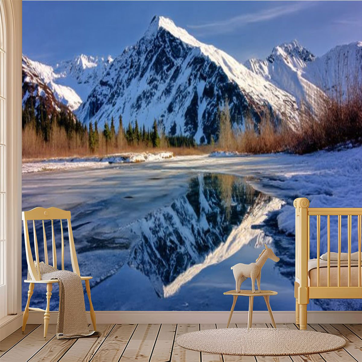 East Urban Home Peel and Stick Wallpaper Wall Mural reflection alaskan ...