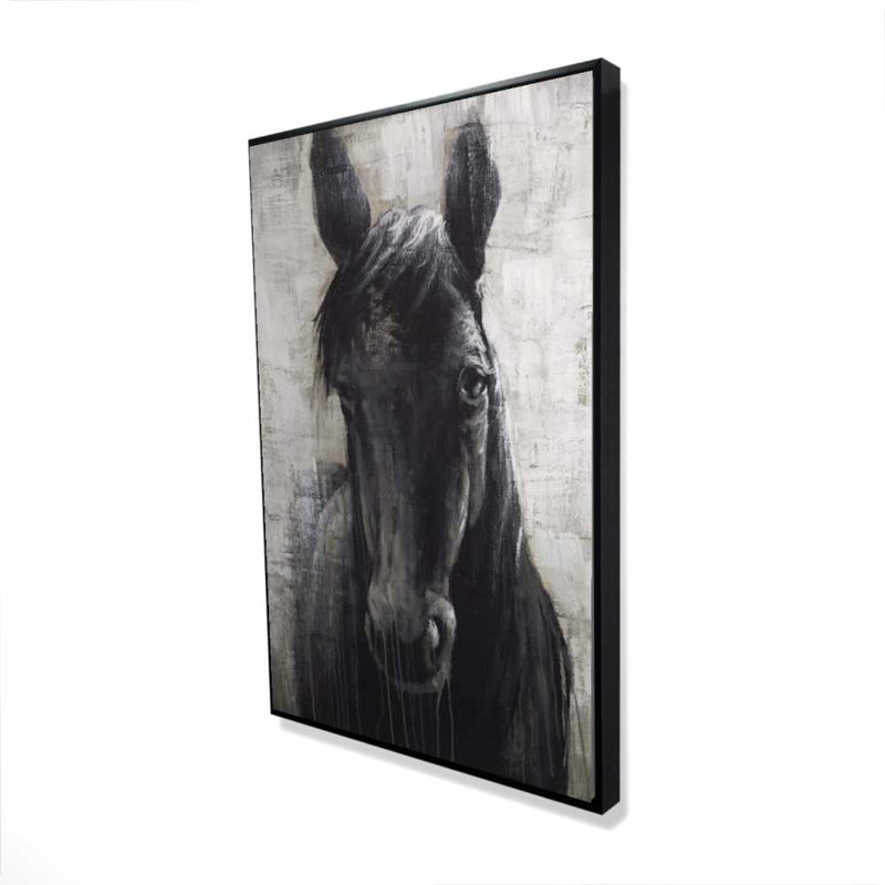 Toile cheval noir | Élégant décor de salon cheval