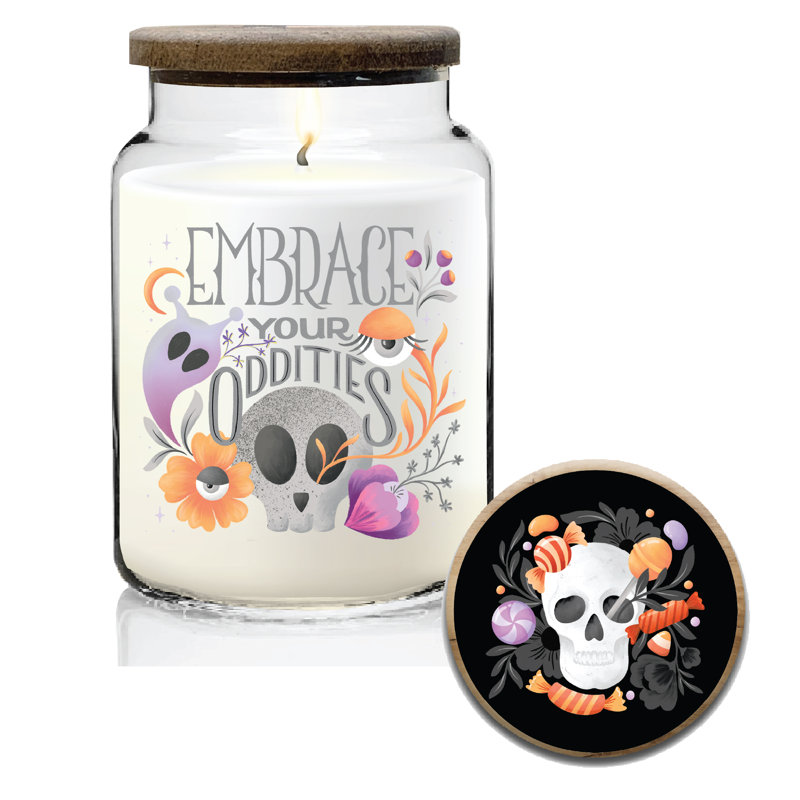Bougie d'Halloween 21 oz d'Halloween Spirit avec couvercle en bois