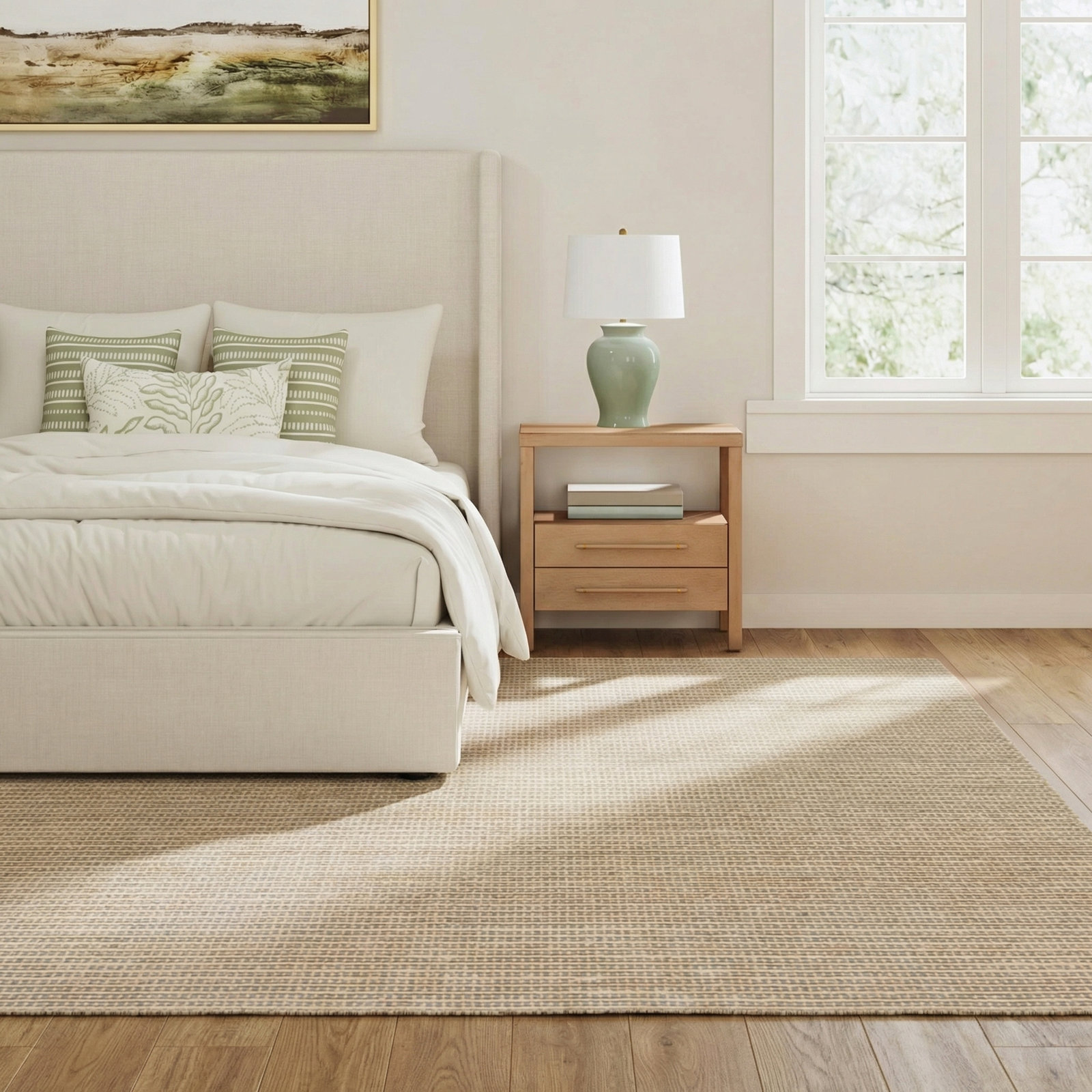 Eartha Gray Tan Hand-Loomed Outdoor Rug, Rectangle 9' x 12'