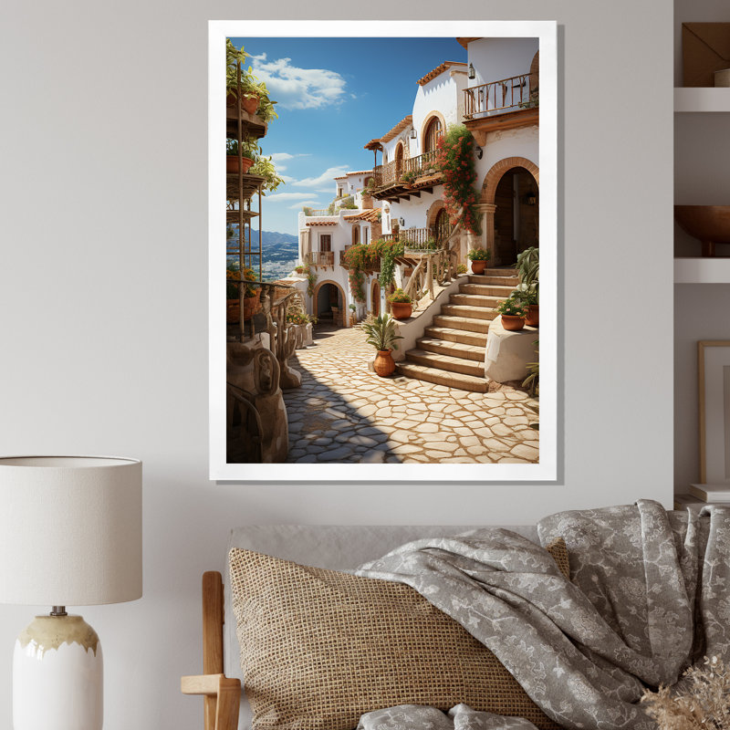 Espagne Espagne Village III - impression, H 20 po x l 12 po x P 1 po, Cadre photo blanc