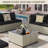 3 Pieces Rattan Patio Sofa With Cushions-408420604