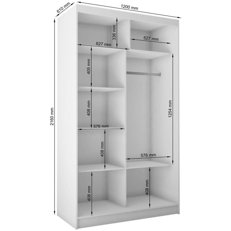 Arminia 2 Door Sliding Wardrobe, Dark Gray