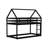 Twin over Twin House-Shaped Rubber Wood Bunk Bed with Ladder & Guardrails, Low Profile Kids Floor Bed, Black-769654649