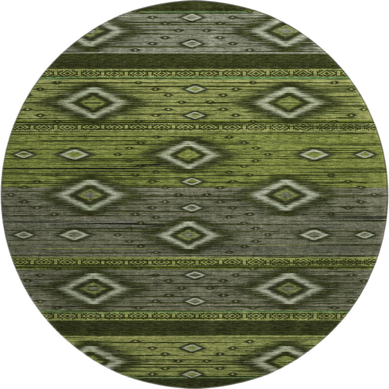 Premium Machine Washable Mayfield AMF1943 Tribal Rug, Round 8'