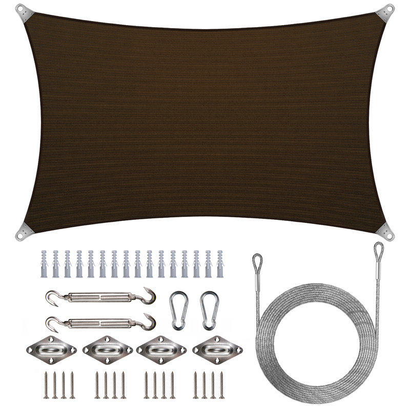 Voile d'ombrage rectangulaire renforcé, Brun, 16 pi x 18 pi