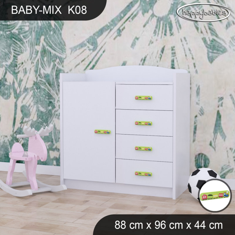 Baby Mix Kids 4 - Drawer Dresser, White/Green