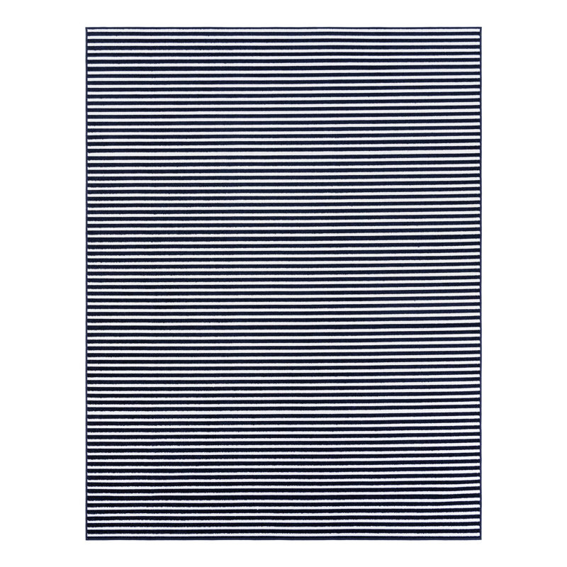 Sabrina Soto Stripes Indoor/Outdoor Rug Navy Blue, Rectangle 7'10" x 10'