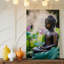 Toile une scène sereine avec une statue de Bouddha en bronze assise dans un art mural-983932088