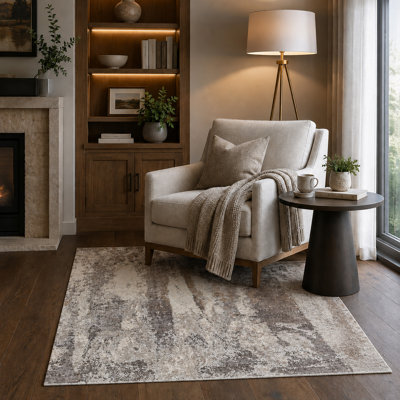 High-Quality Hand-Knotted Beige And Grey Area Rug