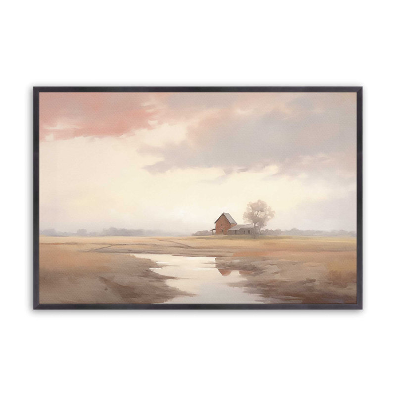 «Peaceful Countryside Reflections», Rose poudre, H 25,25 po x l 37,25 po