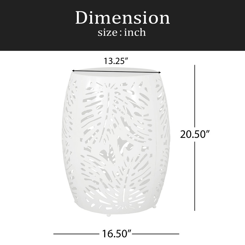 Metal End Table -Large, White