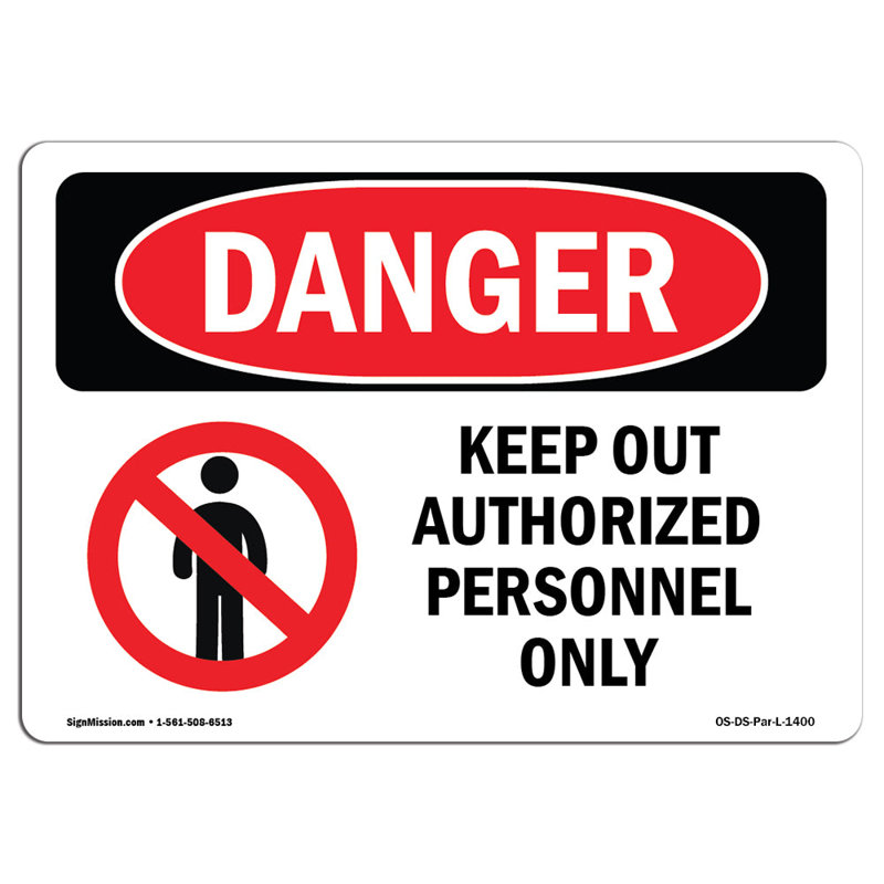 Signe de danger, H 12 po x l 18 po x P 0,1 po