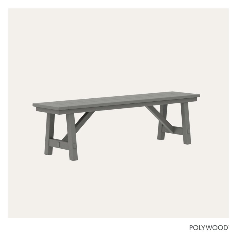 Rustic Farmhouse 60" Backless Bench, Slate Gray